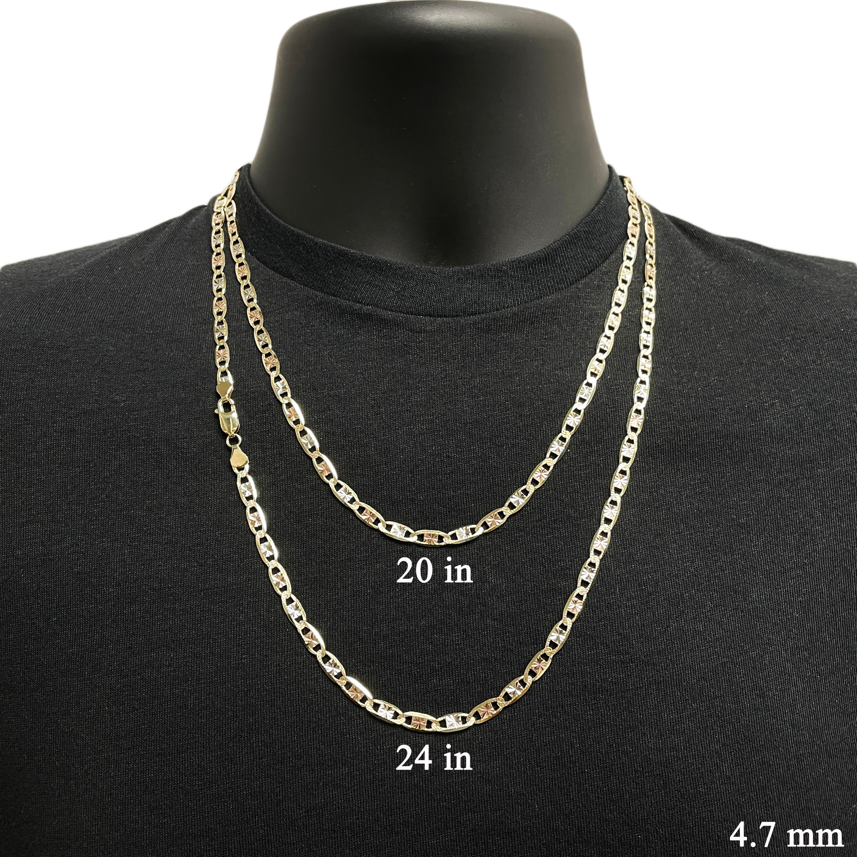 Italian 14k Tri-Color Gold Diamond Cut Valentino Chain Necklace 20" 4.7mm 15.8 grams - 20" 15.8 grams