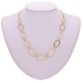 Italian 14k Yellow Gold Oval Graduated Fancy Link Necklace 18.5" 14 grams