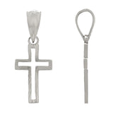 14k White Gold Small Open Cross Christian Religious Charm Pendant 0.8gram - Rose