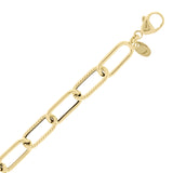 Italian 14k Yellow Gold Hollow Twisted Paper Clip Link Bracelet 8.5" 7.5mm 5.2g