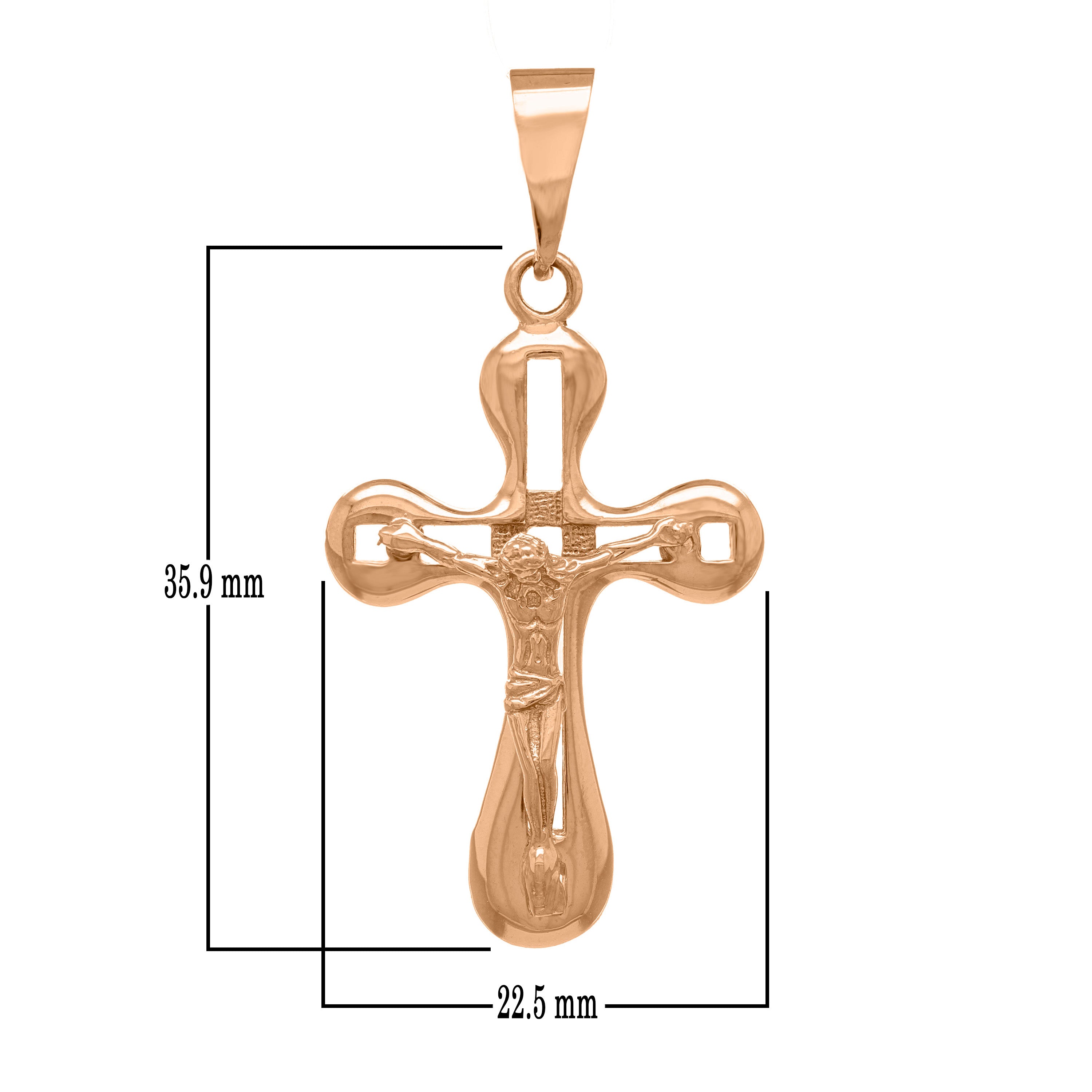 14k Rose Gold Jesus Christ Crucifix Cross Religious Charm Pendant 3.3 grams