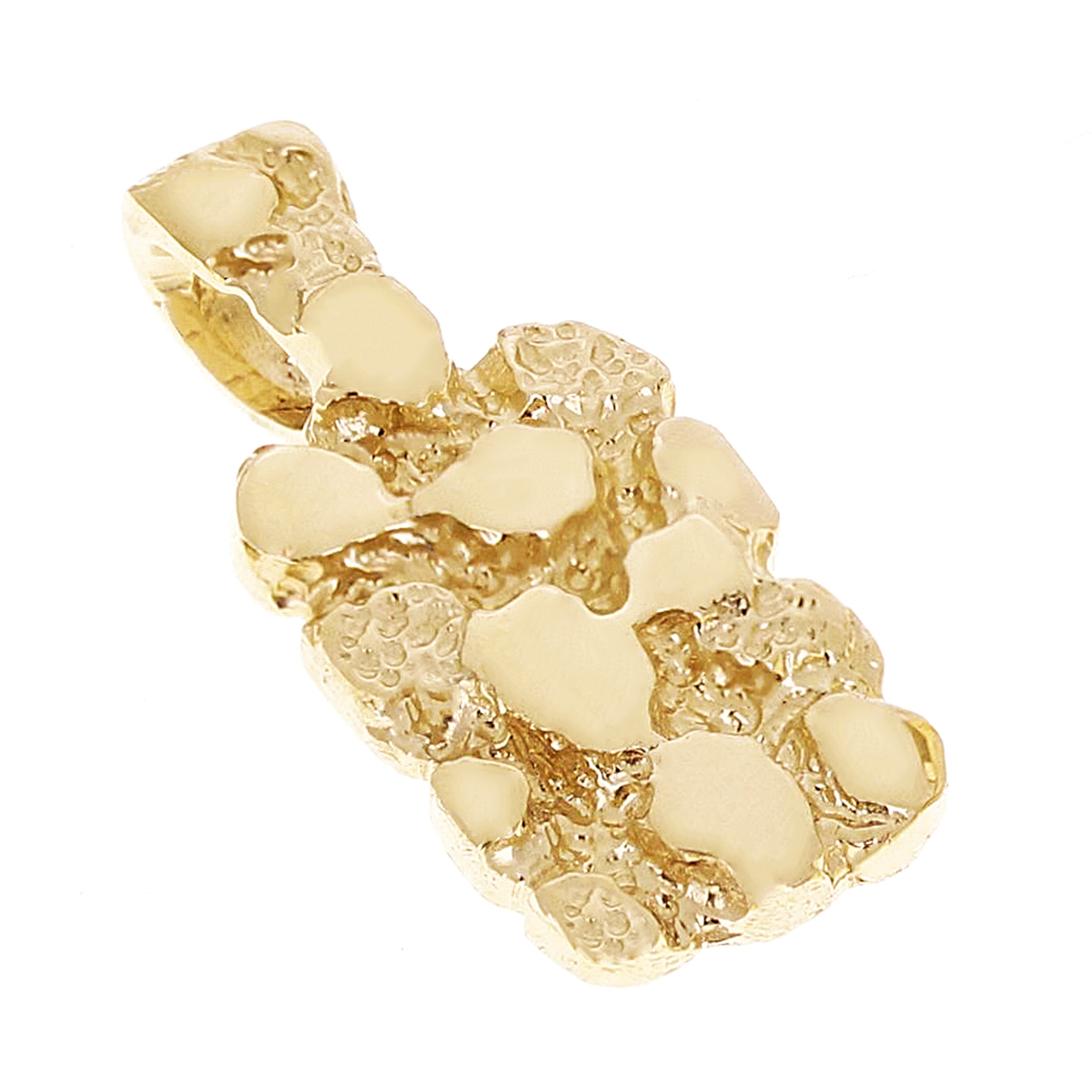14k Yellow Gold Solid Rectangle Nugget Charm Pendant 23x10.7mm 3.9 grams