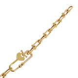 Italian 14k Yellow Gold Heart & U Shape Hardwear Link Bracelet with CZ 7.5" - 7.5" 7.7 grams