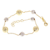 Italian 14k Two-Tone Gold Diamond Cut Ball Bead Station Bracelet 8.5" 6mm & 8mm - 8.5" 8mm