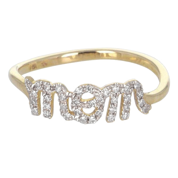 14k Yellow Gold Diamond Mom Ring Size 7 - Yellow