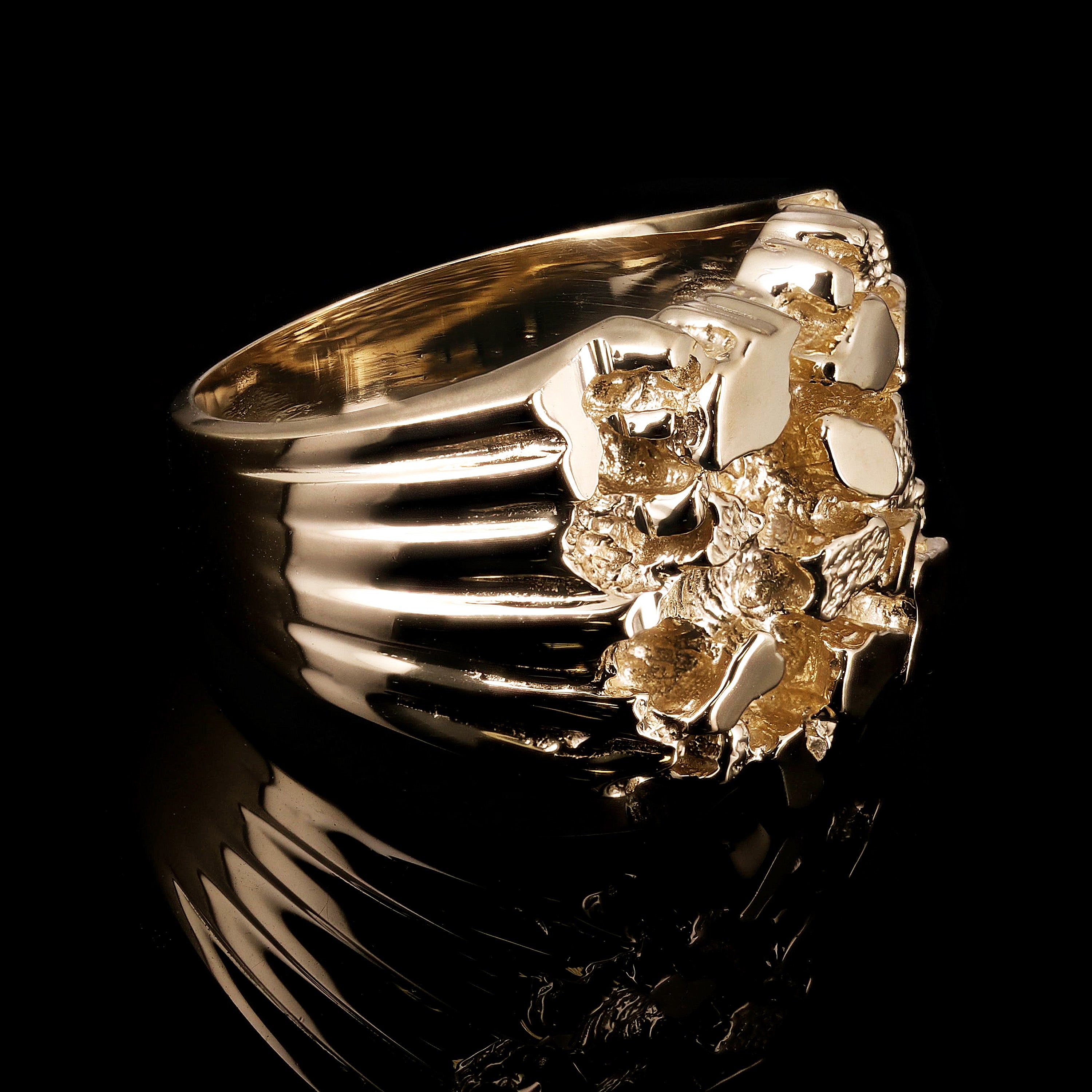Men's 10k Yellow Gold Solid Nugget Ring Size 8 - 19.5mm 14.5 grams - Ring Size 8
