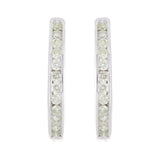 14k White Gold 1/2 ctw Diamond Hoop Earrings