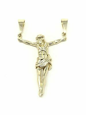 14k Yellow Gold Jesus Christ Crucifix Religious Charm Pendant 2" 5.1 grams