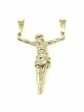 14k Yellow Gold Jesus Christ Crucifix Religious Charm Pendant 2" 5.1 grams