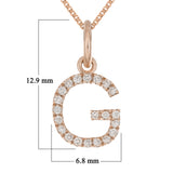 14k Rose Gold Diamond Initial Letter G Charm Pendant Necklace 18" - Letter G,Rose