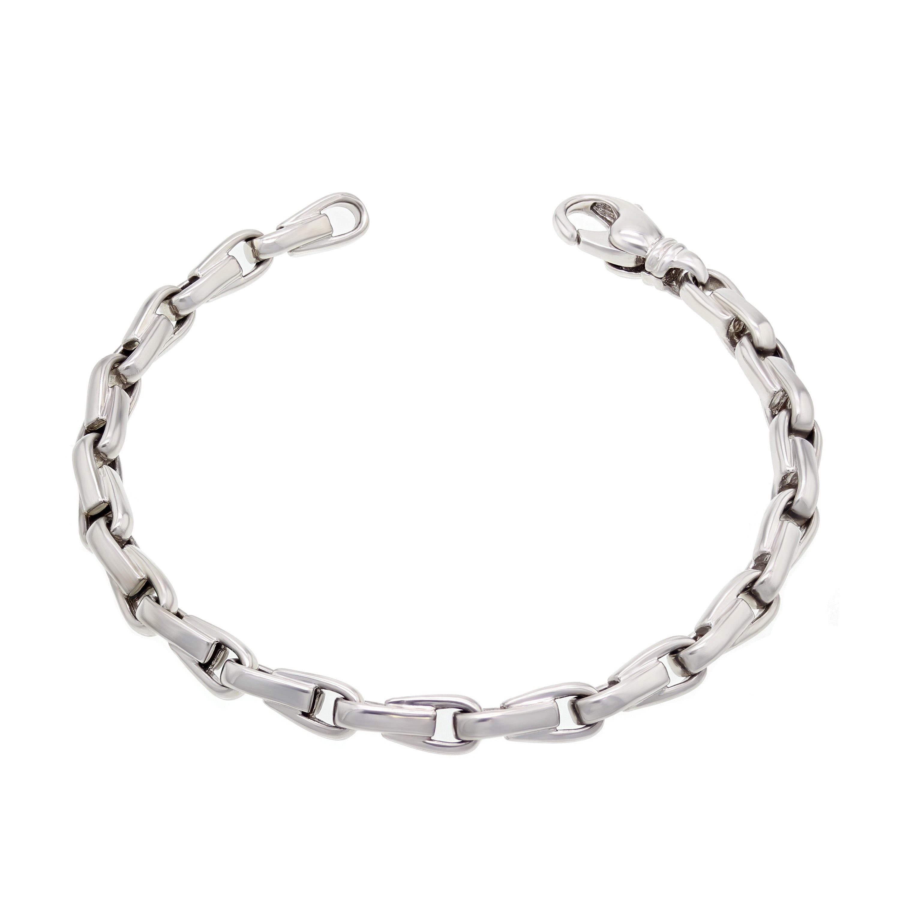 14k White Gold Solid Handmade Fashion Link Bracelet 9" 4.8mm 27.8 grams - White,9" 27.8 grams