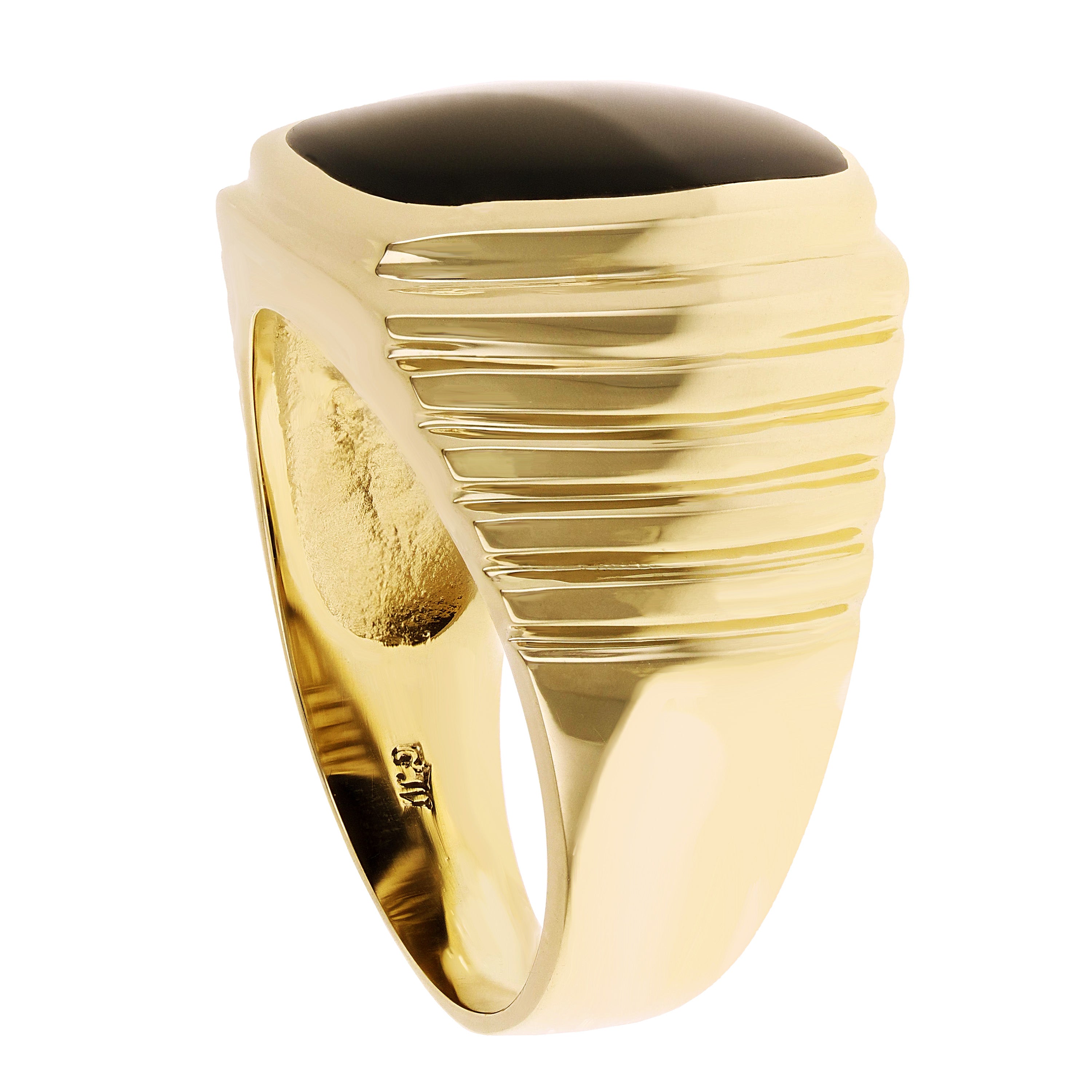 Men's 14k Yellow Gold Rectangle Black Onyx Signet Ring Size 8 - 8.5 grams - Ring Size 8 8.5 grams