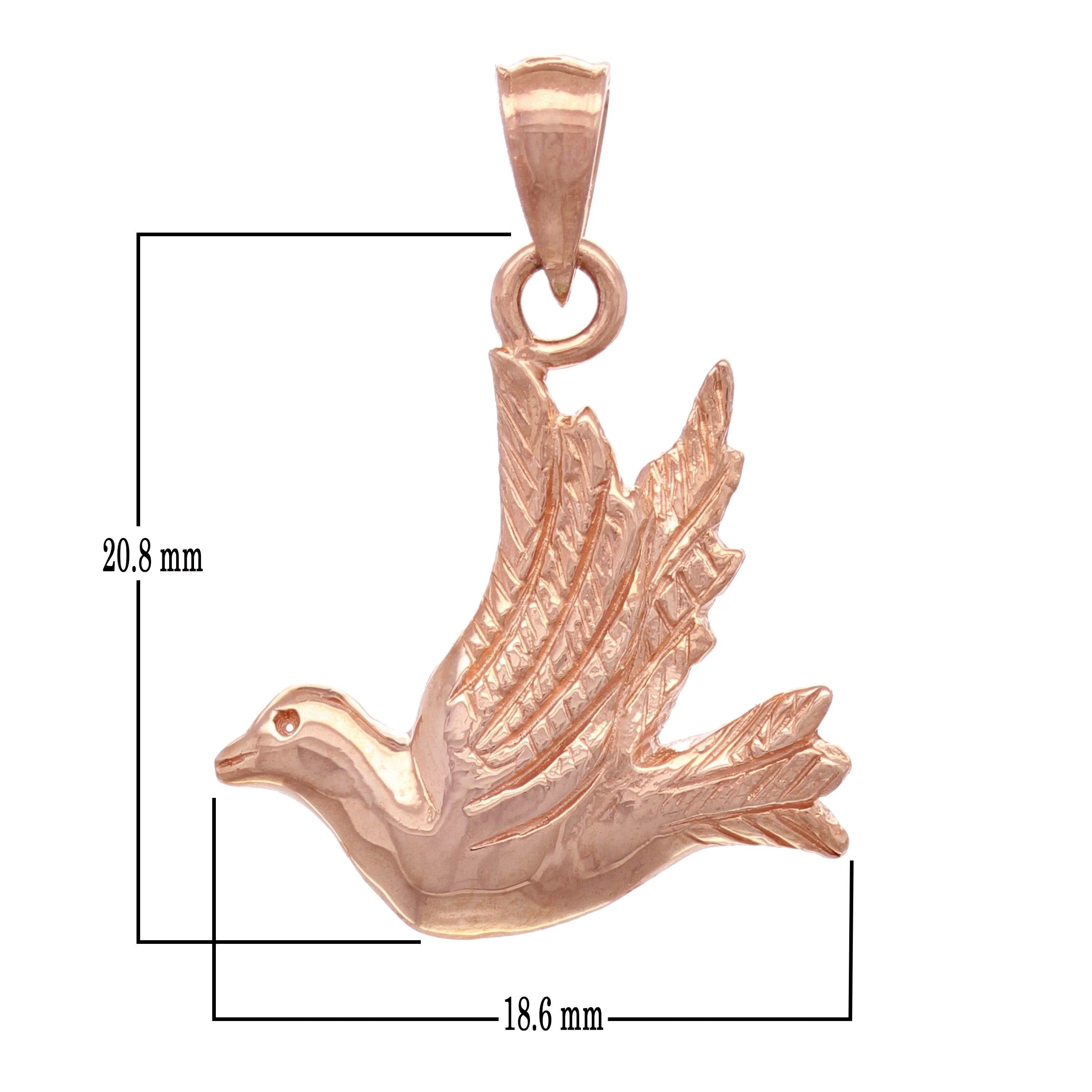 14k Rose Gold Flying Dove Pendant - Rose