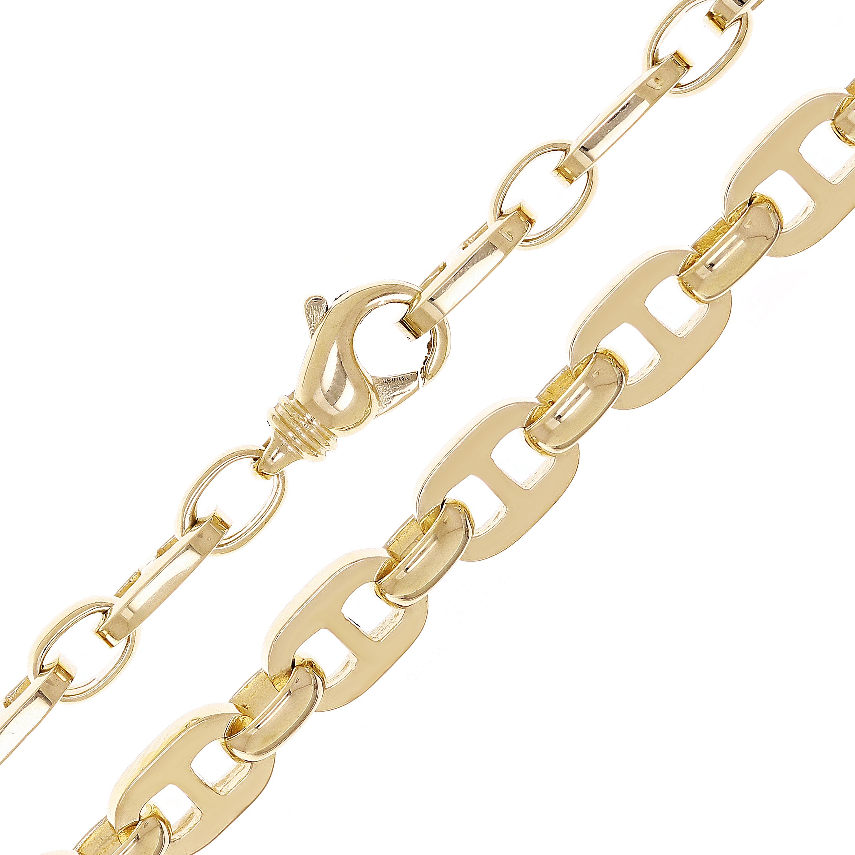 14k Yellow Gold Solid Handmade Mariner Link Chain Necklace 20" 9.5mm 87.5 grams - 20"
