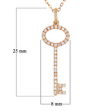 14k Rose Gold Natural Diamond Key Pendant Necklace 18" - Rose