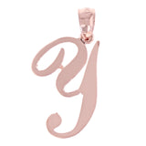 14k Rose Gold Initial Letter Y Alphabet Charm Pendant - Letter Y,Rose