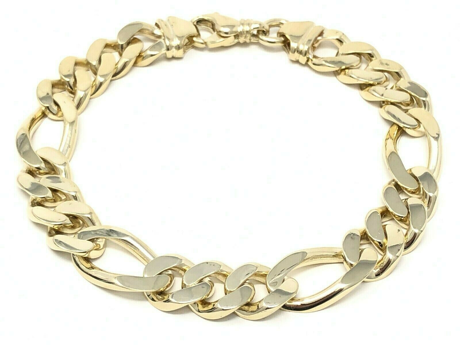 Men's 14k Yellow Gold Figaro Chain Bracelet 9" 11.8mm 56.7 grams
