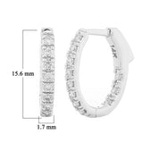 14k White Gold 1/4 ctw Diamond Hoop Earrings