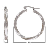 925 Sterling Silver Solid Round Twisted Loop Hoop Earrings 1.2" 3mm 5 grams