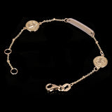 Italian 14k Two Tone Gold ST. BENEDICT MEDALLION Baby Kids ID Bracelet 5.5" 2g