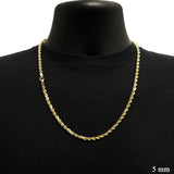 10k Yellow Gold Solid Diamond Cut Rope Chain Necklace 5mm 22" 34.5 grams - 22" 34.5 grams