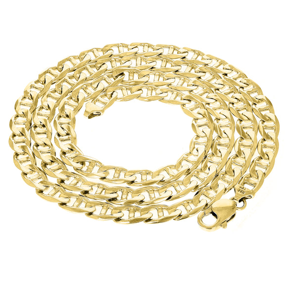 14k Yellow Gold Concave Mariner Chain Necklace 22