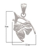 14k White Gold Wish Bone with Clover Lucky Pendant - White