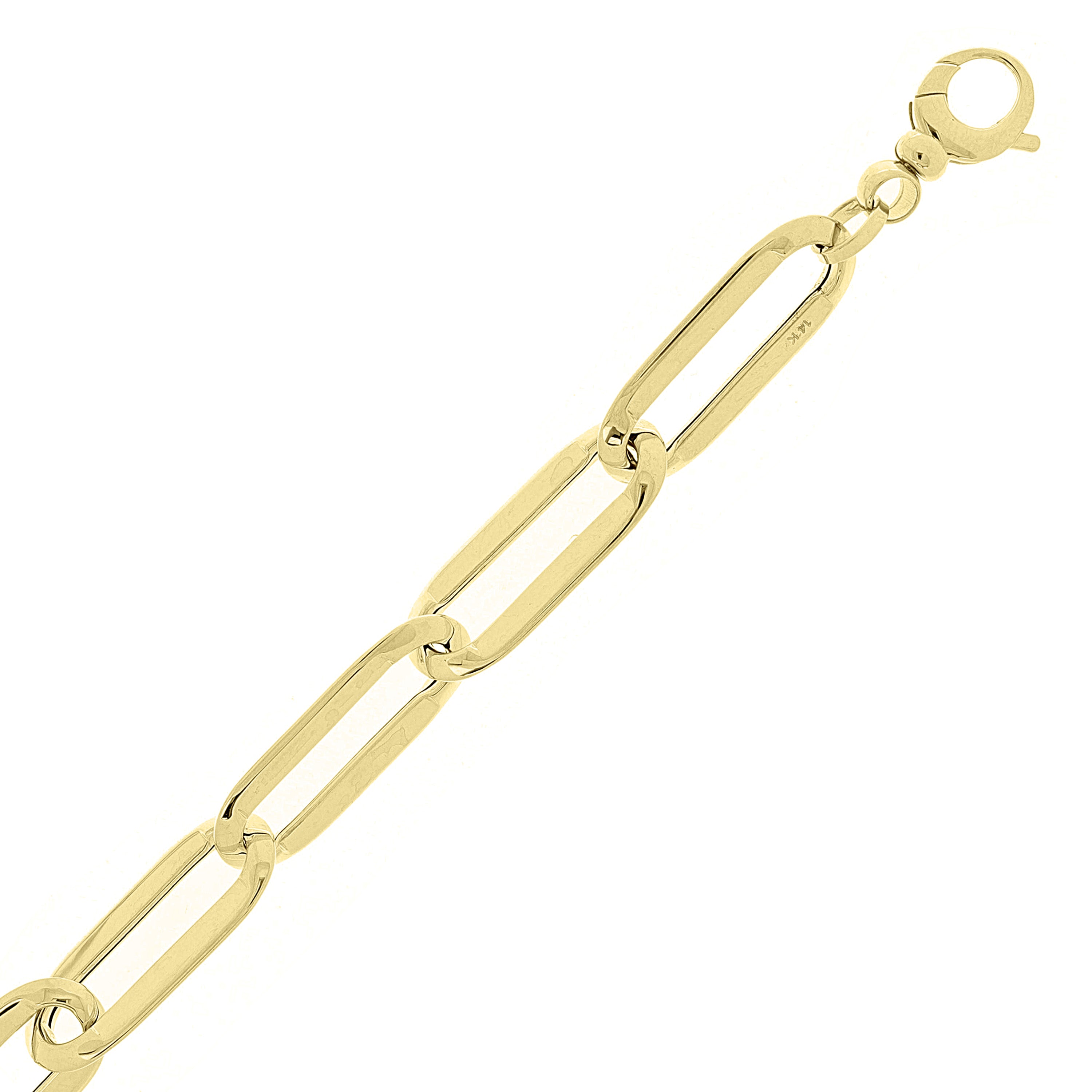 Italian 14k Yellow Gold Hollow Oval Paper Clip Bracelet 8.5" 9.5mm 6.6 grams