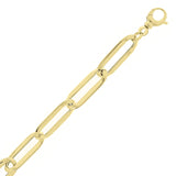 Italian 14k Yellow Gold Hollow Oval Paper Clip Bracelet 8.5" 9.5mm 6.6 grams