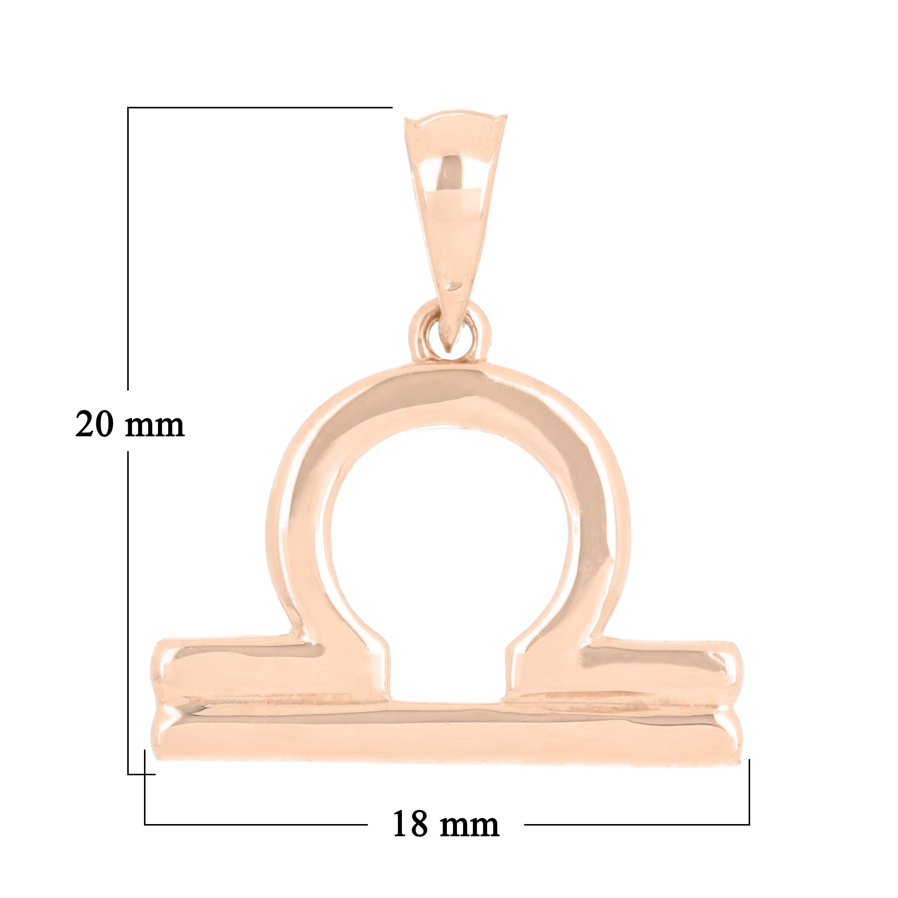 14k Rose Gold Libra Zodiac Sign Charm Pendant - Libra,Rose