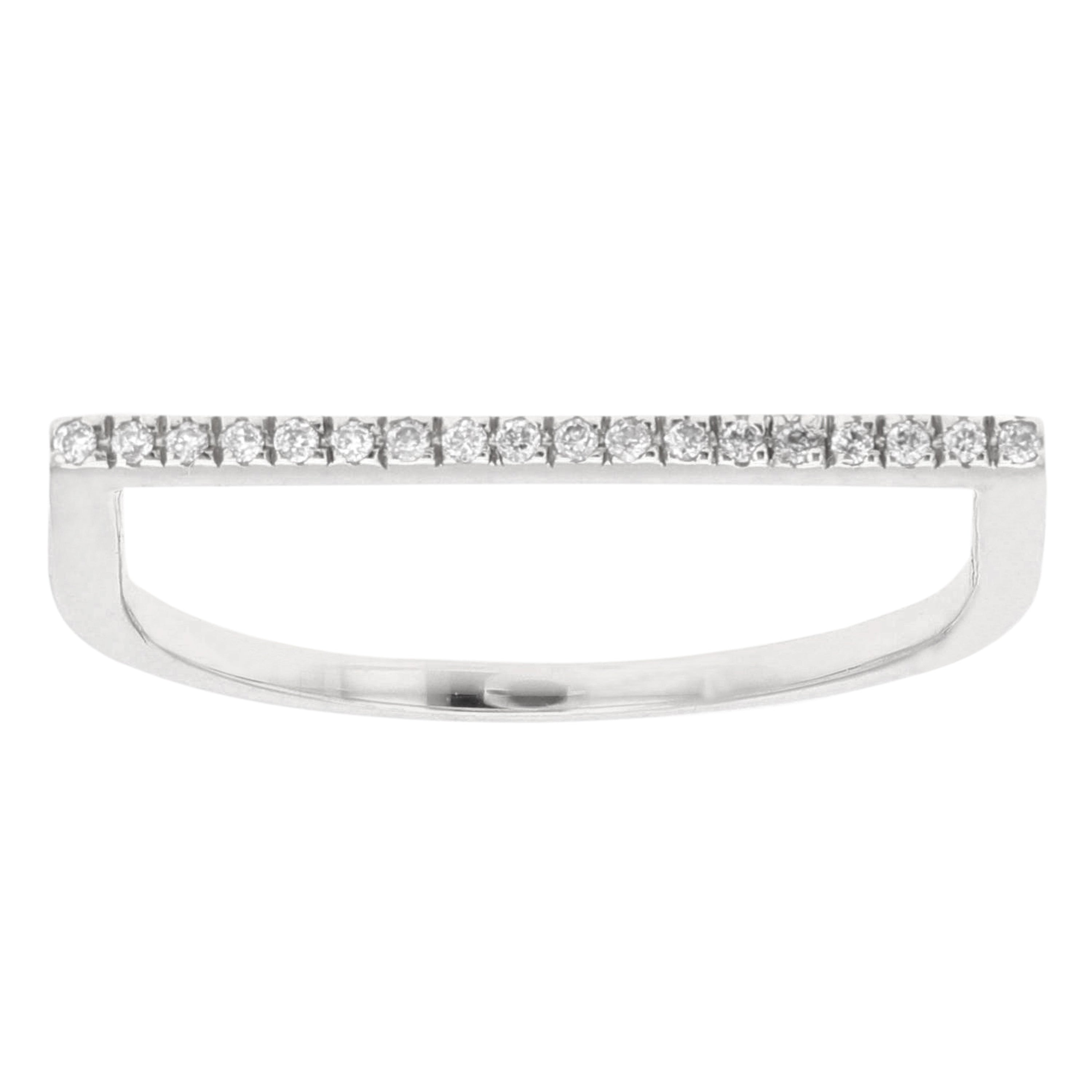 14k White Gold 0.07ctw Natural Diamond Bar Ring Size 6 - White