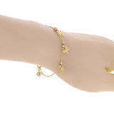 Italian 14k Tri Color Gold Flower Sun Butterfly Charm Bracelet 7" 2.8 grams