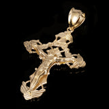 14k Yellow Gold INRI Christ Passion Cross Crucifix Pendant 2.2" 7 grams