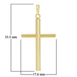 Italian 14k Yellow Gold Hollow High Polish Plain Cross Charm Pendant 1.3" 0.8g