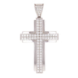 14k White Gold 1.76ctw Diamond Cross Pendant 2.2" 13.8 grams