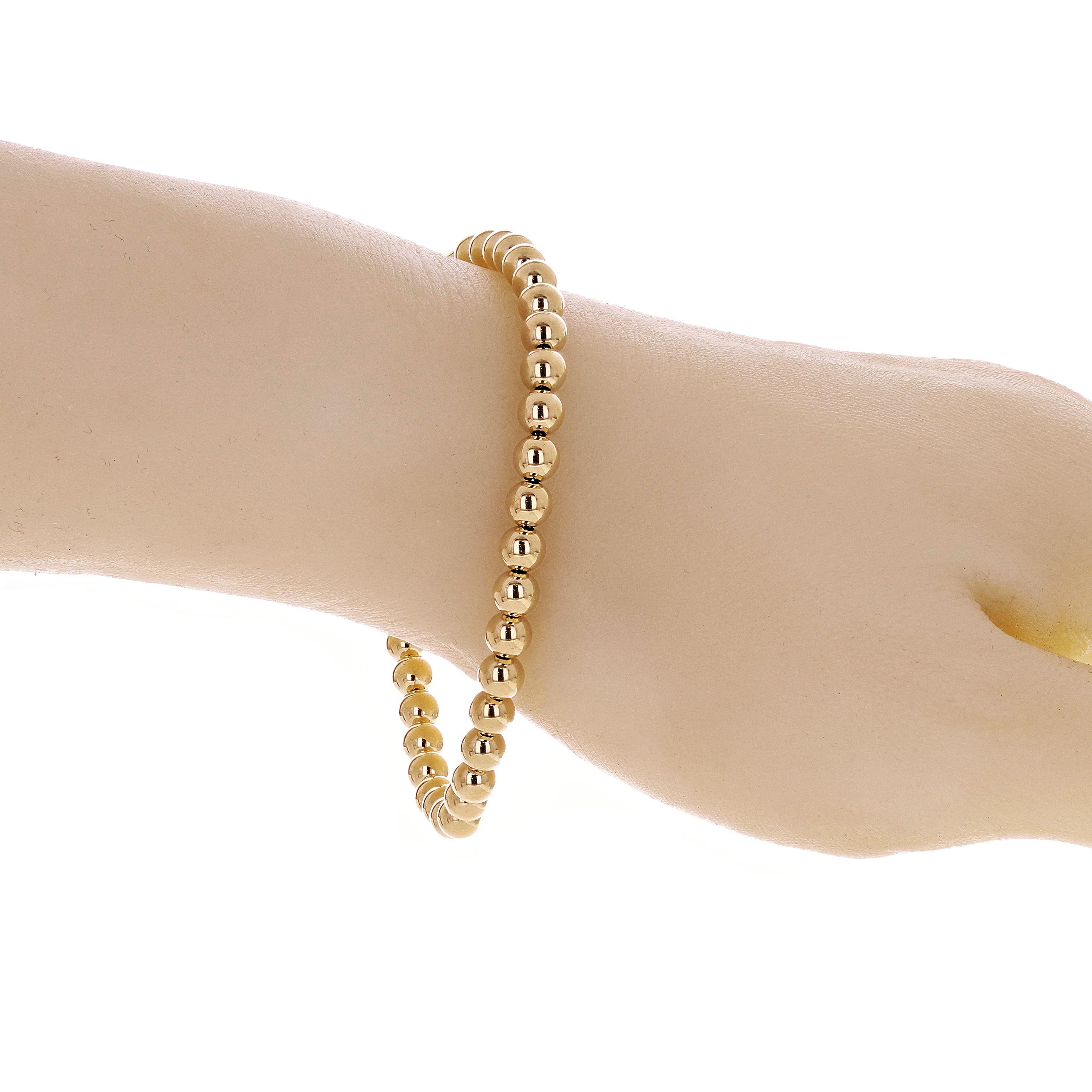 Italian 14k Yellow Gold Ball Beads Bracelet 7.75" 5mm 3.6 grams - Large