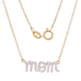 14k Yellow Gold Diamond Accent MOM Inscribed Layering Adjustable Necklace - Yellow