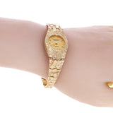 Women's 10k Yellow Gold Nugget Link Bracelet Geneve Wrist Watch 7" 25.9 grams