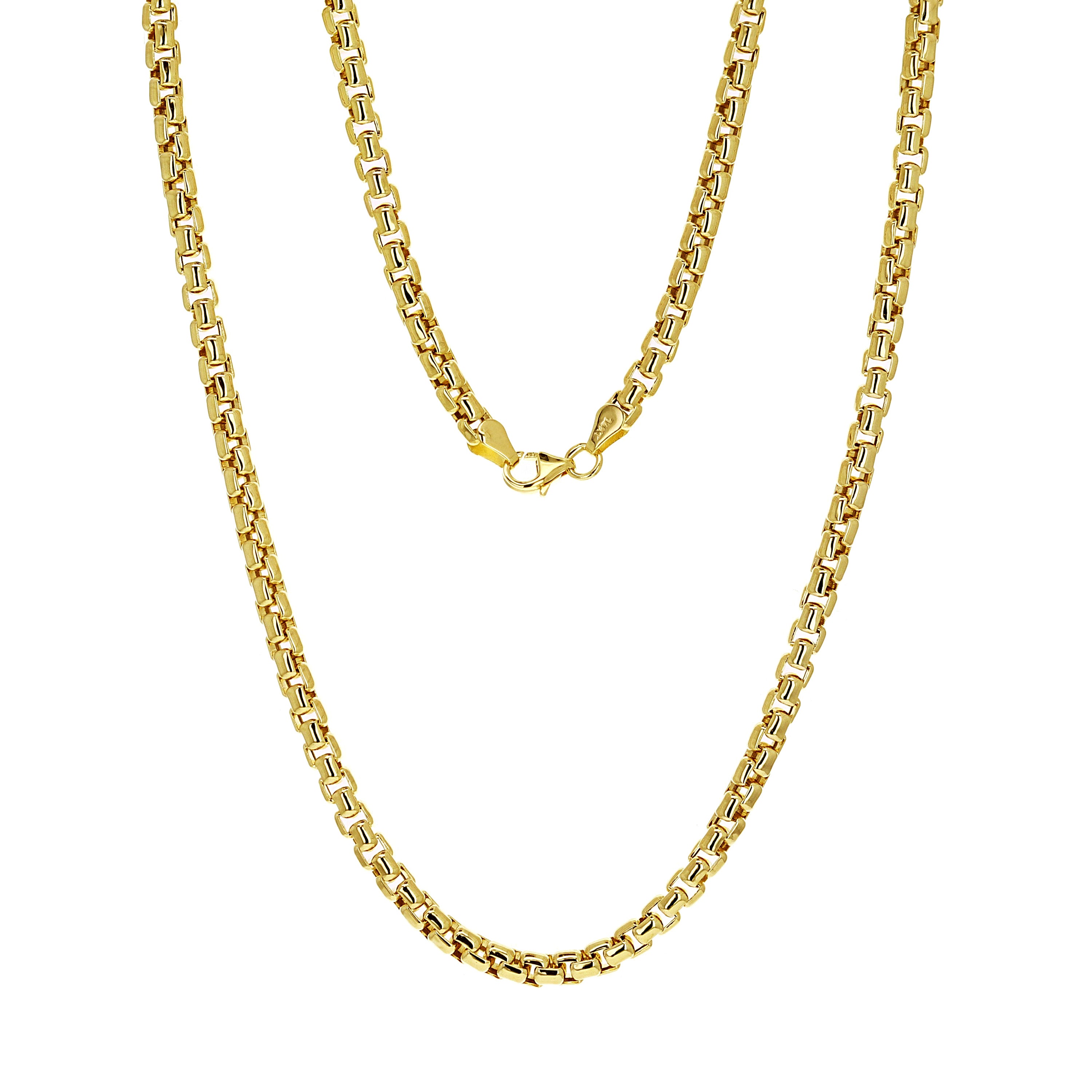 Italian 14k Yellow Gold Venetian Box Link Chain Necklace 18" 4.3mm 17.2 grams
