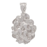 10k White Gold Big Oval Shape Chunky Nugget Charm Pendant 1.45" 10 grams - White