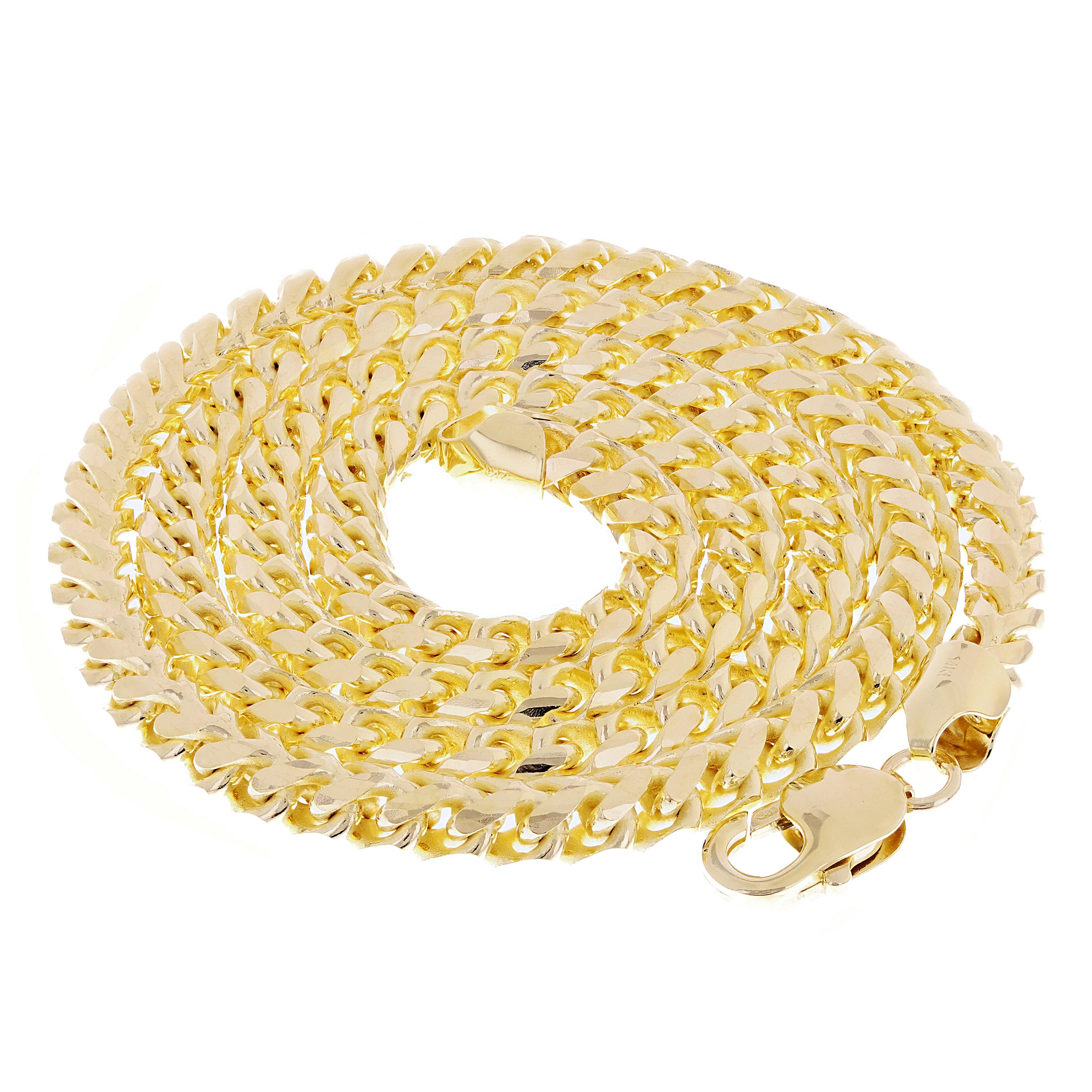 Italian 14k Yellow Gold Solid Diamond Cut Franco Chain Necklace 6mm 26" 129.7 grams