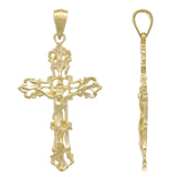 14k Yellow Gold Jesus Christ Crucifix Cross Religious Pendant 1.45" 2.4 grams