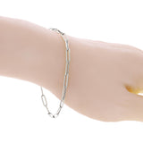 Italian 14k White Gold Hollow Paper Clip Links Bracelet 7.5" 3.3mm 1.5 grams - White,7.5"