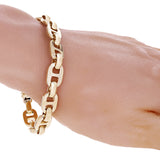 10k Yellow Gold Solid Handmade Mariner Link Chain Bracelet 8.5" 9.5mm 33.5 grams - Yellow,8.5"