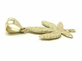 14k Yellow Gold Diamond Cut Marijuana Leaves Leaf Weed Charm Pendant 1.1 grams
