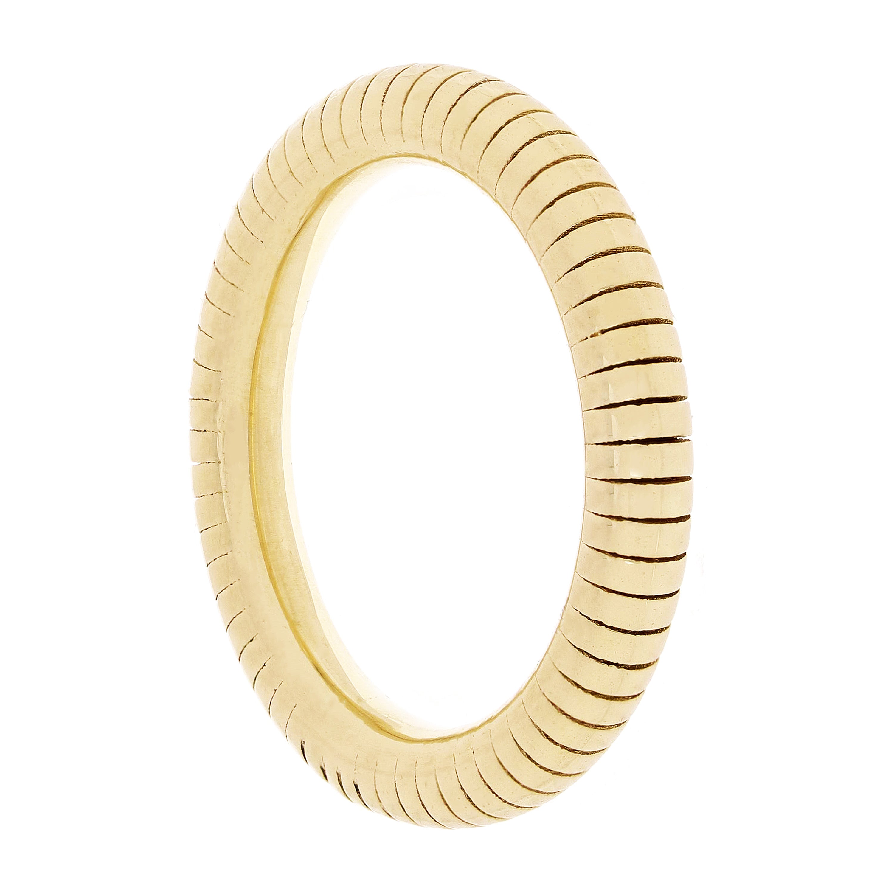 14k Yellow Gold Round Omega Style Ring Round Sliced Ring Size 7.75 - 3.4mm 4.3g