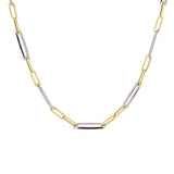 Italian 14k Two-Tone Gold Paper Clip Link Chain Necklace 17.75" 4.8mm 10.2 grams