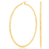 Italian 14k Yellow Gold Faceted 2.5mm 2.5" Diameter Round Hoop Earrings 3.6grams
