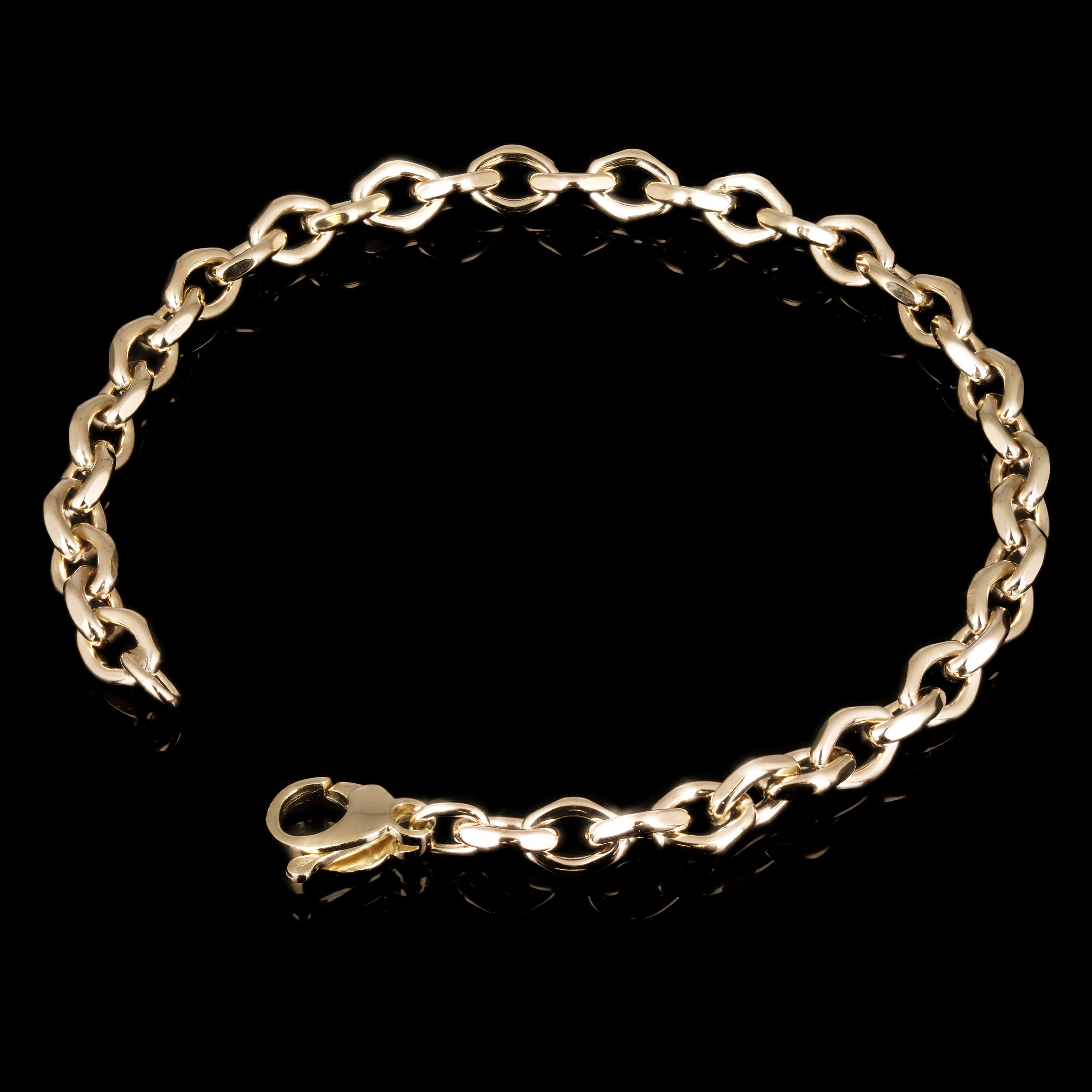 Italian 14k Yellow Gold Hollow Oval Links Chain Bracelet 8.25" 6mm 4.5 grams
