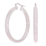 925 Sterling Silver Diamond Cut Round Hoop Loop Earrings 1.45" 4.25mm 7.7 grams